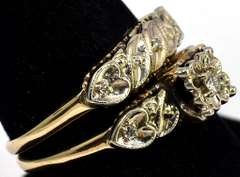 Vintage Diamond Wedding Set in 2-Tone 14KT Gold