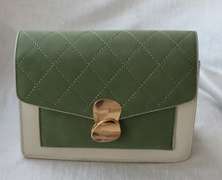 Designer Style Two Tone Velvet and Leather Bag