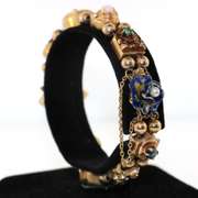 Very Rare Vintage 14KT Nature Motif Bracelet with Mixed Gems in Gold