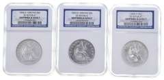 (3) SS Republic Shipwreck Effect Seated Liberty Half Dollars NGC - Box