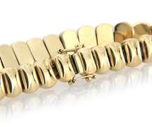 Fabulous Italian Yellow Gold Oval Cancaved Link Bracelet