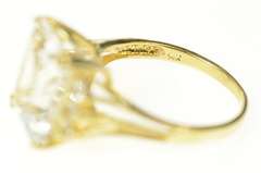 14K Yellow Gold Brilliant Sim. Aquamarine CZ Accent Cocktail Ring