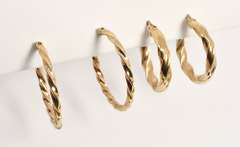 2 Pairs of Twisted Hoop Earrings