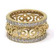 Wonderful 18kt CZ Fret Work Floral Ring