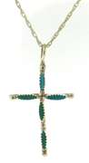 Sterling Silver Turquoise Cross Pendant on Chain