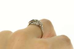 14K White Gold Art Deco Diamond Engagement Setting Ring