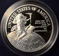 1996 Smithsonian Institution 150th Anniversary Commemorative Coin. Proof Dollar.