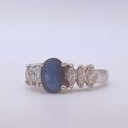 14kt Gold, Blue Sapphire, & Diamond Cocktail Ring
