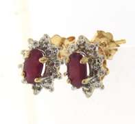 Stunning Yellow Gold Ruby & Diamond Earrings