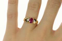 14K Yellow Gold 0.90 Ctw Natural Ruby Diamond Engagement Ring