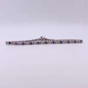 14kt Gold, Blue Sapphire, & Diamond Tennis Bracelet