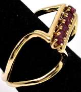 Fashionable Elevated Ruby Bar Ring in 14KT Yellow Gold