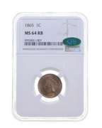 MS64 RB 1865 Indian Head Cent - CAC - Graded NGC