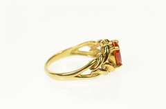 14K Yellow Gold Oval Syn. Mexican Fire Opal Knot Braid Ring