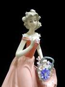 Maiden in Italian Garden 14inc Porcelain Figurine