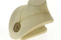14K Yellow Gold 0.82 Ct Diamond Scroll Filigree Medallion Pendant