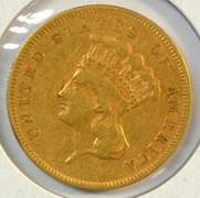 Rare attractive 1855 US $3 Gold Piece. Nice