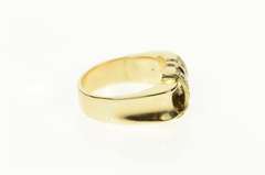 14K Yellow Gold 1940's Diamond Squared Ribbon Statement Ring