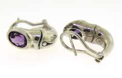 Sterling Silver John Hardy Amethyst Bamboo Earrings