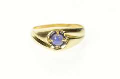 14K Yellow Gold Men's Syn. Blue Star Sapphire Retro Ring