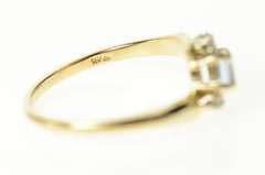 14K Yellow Gold Emerald Sim. Aquamarine CZ Bypass Ring