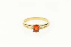 14K Yellow Gold Oval Spessartite Garnet Diamond Accent Ring