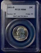 1951-D Washington Quarter PCGS MS66.