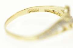 10K Yellow Gold Wavy Heart Design CZ Love Promise Band Ring