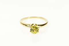 14K Yellow Gold Round Yellow Cubic Zirconia Solitaire Simple Ring