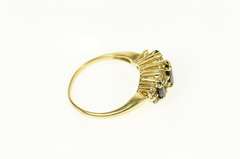 14K Yellow Gold Three Stone Sapphire Diamond Accent Ring