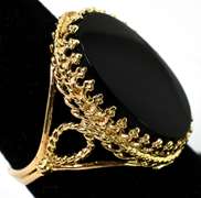 Gorgeous Gothic Onyx Ring in 14KT Yellow Gold