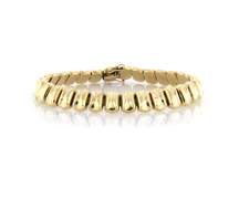 Fabulous Italian Yellow Gold Oval Cancaved Link Bracelet