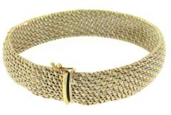 Eye Catching Wide Woven Yellow Gold Bracelet