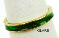 18K Yellow Gold Green Enameled Ring, Size 7