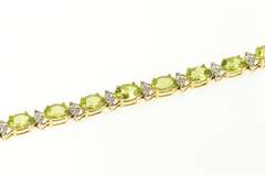 10K Yellow Gold Oval Peridot Diamond Accent Tennis Bracelet