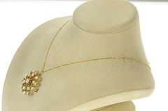 14K Yellow Gold Retro Pearl Natural Opal Round Cluster Pendant/Pin