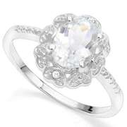 925 STERLING SILVER 0.90 CT AQUAMARINE & DIAMOND COCKTAIL RING