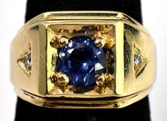 Awesome 0.97CT Sapphire Ring in 14KT Yellow Gold