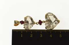14K Yellow Gold Tiered Heart Smoky Quartz Ruby Pendant