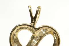 10K Yellow Gold Classic Curvy Diamond Encrusted Heart Pendant