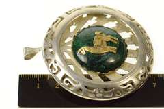 Sterling Silver Peruvian Chrysocolla Alpaca Statement Pendant/Pin