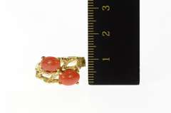 14K Yellow Gold Natural Coral Tree Branch Bamboo Statement Ring