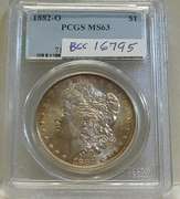 1882-O Morgan Dol PCGS MS-63 colorful, attractive