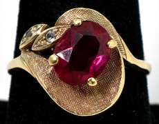 Bold Textured Ruby Ring in Yellow Gold