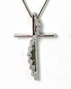 Elegant Diamond Cross Necklace in 14KT White Gold