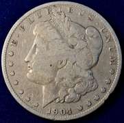 1904-S Morgan Silver Dollar, Circulated.