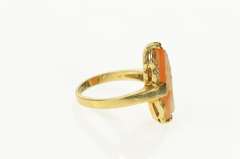 10K Yellow Gold Retro Classic Carved Shell Cameo Lady Ring
