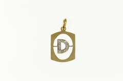 14K Yellow Gold D Monogram Diamond Initial Name Tag Charm/Pendant