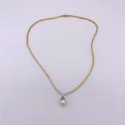 Stunning 18kt Gold, Pearl, & Diamond Pendant Necklace