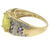 Fantastic Mexcian Fire Opal, Tanzanite and Diamond Ring